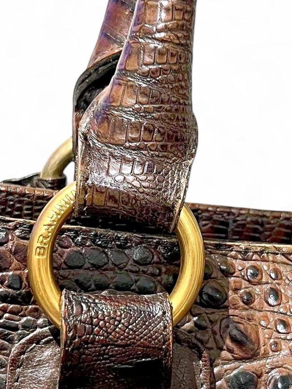 Brahmin Croc-Embossed Leather Satchel - Brown - Picture 2 of 16